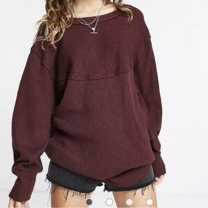 Free People OG Long Sleeve Tee in Cherry Cola Size Medium